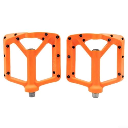 Pedales de bicicleta de montaña con tornillos reemplazables y construcción de nailon (naranja)