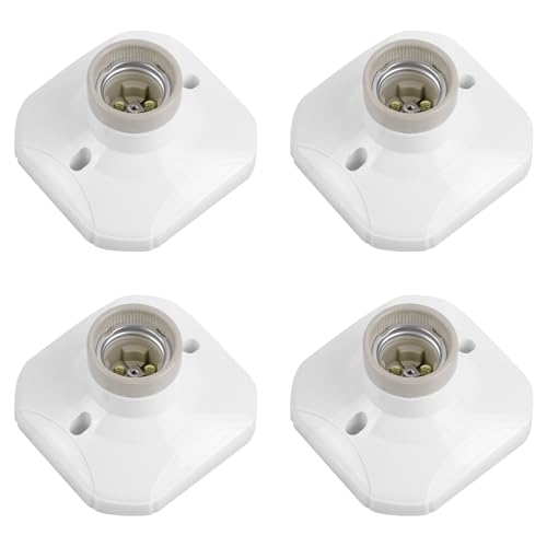 URAQT 4 Piezas Plafón Portalámparas, Portabombillas Casquillos Para Bombillas E27 AC 220-250V, máx. 120W, E27 Portalámparas para Bombillas LED para Pasillos, Escaleras, Dormitorios y Cocinas