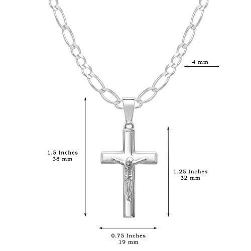 Mens Sterling Silver Crucifix Necklace and Figaro Chain with Inspirational Faith Card - Choice Of Sizes3
