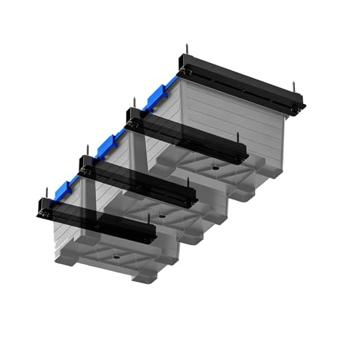 Demimy Overhead Garage Storage Rack, Heavy Duty Ceiling Mount Bin Holder for 7-27 Gallon Tote Storage Container Bins, 17-Inch Black Metal Rails for Garage Storage Organization Shelving System, 4 Pack