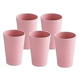 NA 16oz Drinking Tumbler Set of 5, Unbreakable Wheat Straw Cups for Camping Party Adults, Water Glas