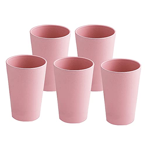 Na 16Oz Drinking Tumbler Set Of 5, Unbreakable Wheat Straw Cups For Camping Party Adults, Water Glasses For Beverage Ice Tea, Dishwasher Safe (Pink) #TOP11