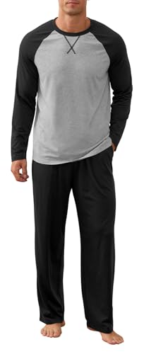 NITAGUT Men's Pajama Set Long Sleeve Sleepwear 2 Piece Loungewear with Pockets Soft Comfy Nightwear