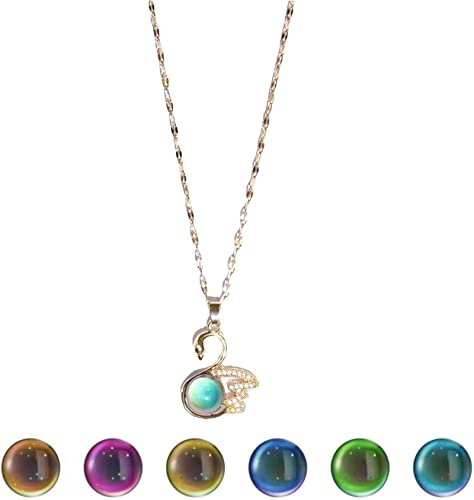 Thermochrome Schwan-Halskette, Thermochrome Hämatit-Schlankheits-Halskette, Stimmungs-Farbwechsel-Halsketten für Frauen, Lymphdrainage-Halskette, Geschenk für Sie Cover