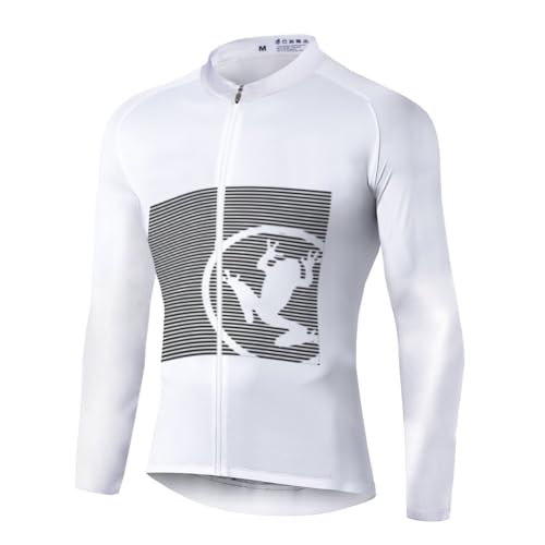 Maillot de cyclisme manches longues hommes tops vélo polyester vêtement sport XL