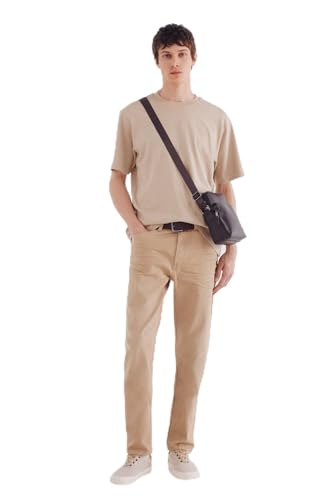 Pantalon à 5 poches coupe slim beige pour homme idéal au quotidien
