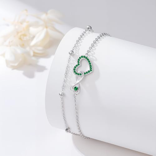 Image of Anklet for Women 925 Sterling Silver Double Infinity Ankle Bracelet Waterproof Summer Jewelry Anniversary Birthday Gifts for Her