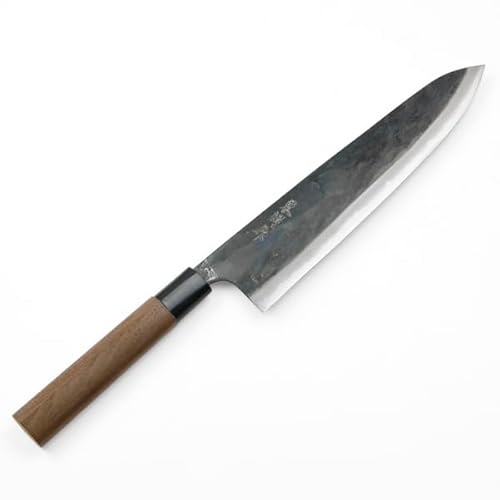 東周作 和牛刀 240mm 両刃 青紙スーパー 割込み 黒打ち仕上げ クルミ柄