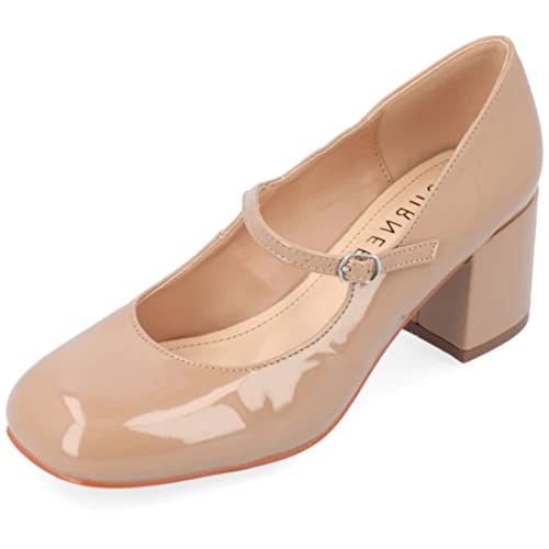Journee Collection Womens Okenna Pumps Square Toe Mary Jane Heels With Tru Comfort Foam Insole, Nude, 8.5 #TOP24
