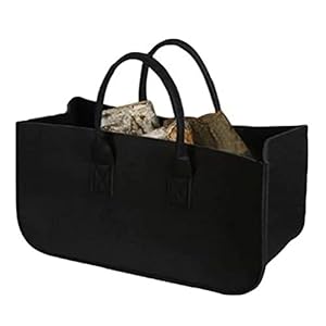 Brandhoutrekken Vilt tas zwarte open haard houten tas vilt mand brandhout pocket brandhout mand krant kraampjes mand…