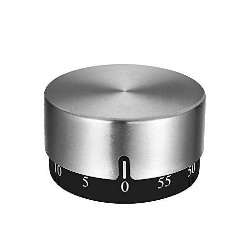 Kitchen Timer Countdown Counter with Alarm Sound Magnetic Counter Stainless Steel Mechanical Alarm Clock Home Office Classroom Games Baking Cooking Steaming Manual Timer (60 Min)