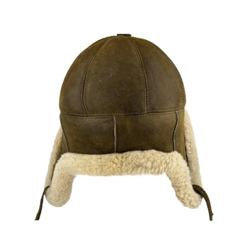 Image of Leather Aviator Russian Ushanka Trapper Shearling Sheepskin Fur Ear Flap Waterproof Winter Hat