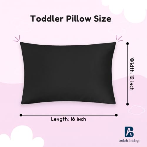 Image of Atiksh Beddings 12x16 Toddler Travel Pillow Cases, Pack of 2, 100% Egyptian Cotton, 600 Thread Count, Zipper Closure, Small Pillowcase for Kids, Daycare, Preschool & Travel, Black
