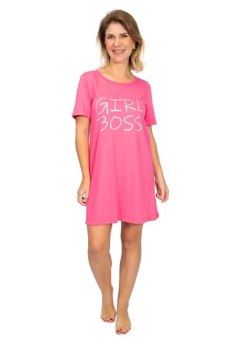 Camisola Feminino Algodão Adulto Manga Curta Com Estampa - Pink (Pink, GG)