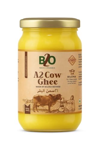 Back 2 Organics A2 Desi Cow Ghee 200 ml | Pure Grass-Fed Hand-Churned Bilona Ghee | Rich in Omega-3 Vitamins A D E & K| Lactose & Casein Free