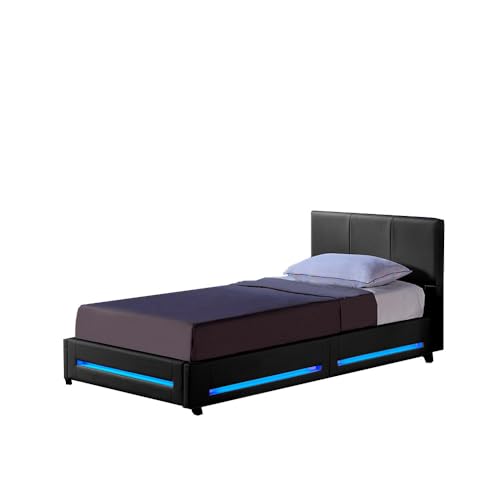 Home Deluxe - LED Bett Asteroid - Dunkelgrau, 90 x 200 cm - inkl....