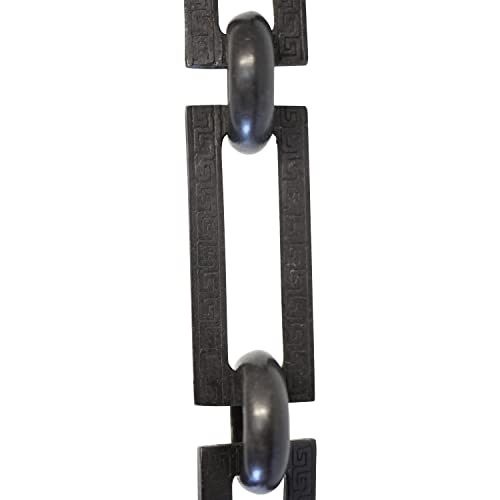 Image of RCH Hardware Decorative Oil Bronzed Black Solid Brass Chain for Hanging, Lighting - Rectangles with Greek Key Design and Unwelded Links (1 Foot)