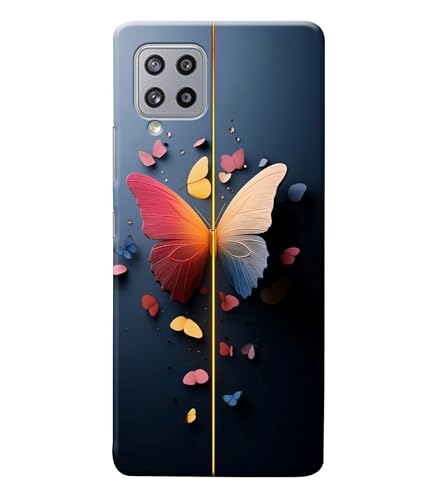Image of Stylish Butterfly Printed Hard Back Case Cover Compatible for Samsung Galaxy M52 5G (Multicolor) - D1665