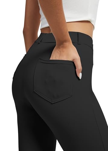 VIMPEP Women’s Stretchy Yoga Dress Pants High Rise Straight Leg with Pockets Casual Petite/Regular 12023