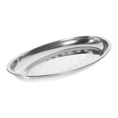 Cabilock Decoraciones De Mesa Fuente Carne Ovalado de Acero Inoxidable de Pescado de Pescado de Servicio de Almacenamiento de Fruta para Restaurante en Casa (35Cm) Cubiertos para Niños