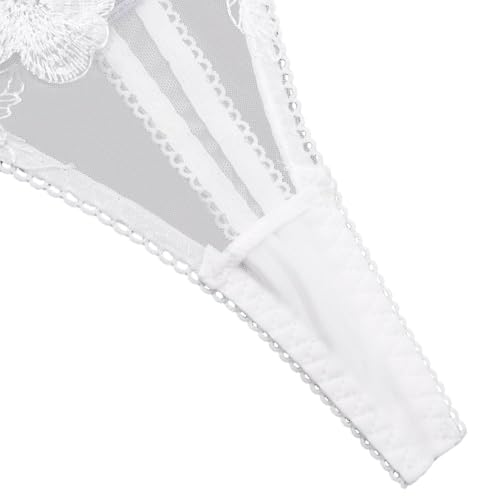 Image of Lilosy Sexy Leaf Floral Embroidered Mesh Sheer Women Underwire Push Up Lingerie Set