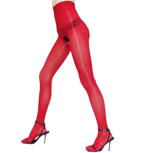 Image of Women's Oil Shiny Pantyhose High Waist Sheer Shimmer Tights Control Top Glossy Pantyhose for Women
