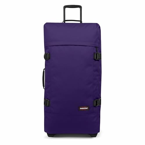 Image of EASTPAK Tranverz L - 121L Large Soft Sided Checked Luggage, Dual Compartments, TSA Lock, Compression Straps & Smooth Inline Wheels, Nightfall Purple