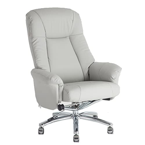 Irene House Executive Office Large High Back Boss Office Chair for Big Tall Man Thick Padded Reclining Office Chair Desk Chair with PU Fabric (Grey)