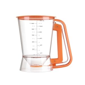 Pancake Batter Dispenser 5 Cup with Sturdy Handle,Batter Separator for Pancakes, Cupcake, Waffle, Muffin Mix, Cake & Crepe Batter pitcher with Squeeze Handle Baking Tools-Orange