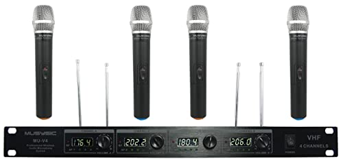 4-Channel Professional Vhf Handheld Wireless Microphone System #TOP5