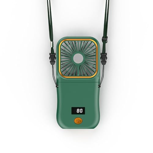 Terafeels Small Fan Portable Personal Fan USB Rechargeable Power Bank Fan with LED Display 3 Speed 180° Foldable Desk Fan Cooling for Desktop School Office Home Travel Camping(Green), 18104