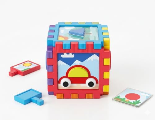 Image of Busy Cube for Kids Montessori Toy Sensory Busy Board Travel Toy for Toddlers (Activity Cube)