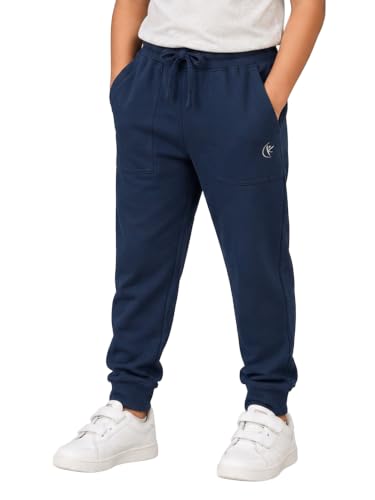 Image of KiddoPanti Boys Solid Fleece Track Pants | Cotton Poly Fleece Fabric | Ankle Length Bottom Rib | 2 Front Patch Pocket | Elastic Waist & Drawcord | Jogger Track Pants for Boys