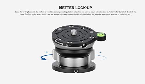 Image of LB-75 75mm Leveling Base for Tripod w Butterfly Lock Collar 55lb Max Load + /-15 Tilt
