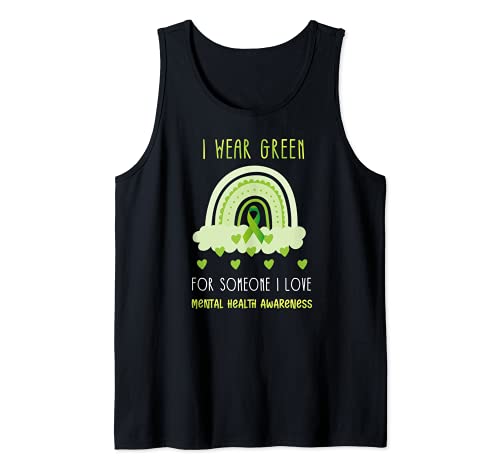 I Wear Green For Mental Health Awareness Ribbon Rainbow Camiseta sin Mangas