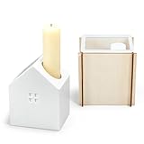 Silikonform Kerzenhalter Hausform mit Holzständer – Form für Gips, Harz oder Wachs, Silikonformen für Kerzenständer und Heimdekoration