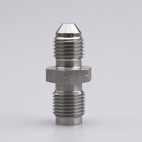 Image of AN-3 AN3 JIC Flare to M10x1.0 Inverted Seat Stainless Steel Straight Male 3 /8-24 Thread Flare Brake Line Union Tube Hose Fitting Adapter | Brake master cylinder adapter, stainless steel