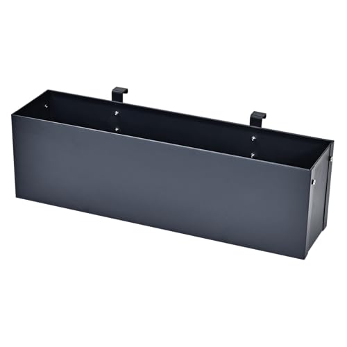 DWD Hanging Flower Planter Box Trough Modern Powder Coated Galvanised Steel Anthracite Grey Matches Wheelie Bins Storage, Hang on Slatted Door, Fence Balcony Gate Privacy Screens 50cmW x 12cmD x 15cmH