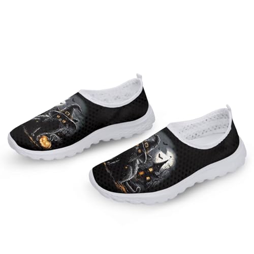 GIFTPUZZ Halloween Women's Slip on Casual Sneakers Comfortable Tennis Shoes Work Nurse Flat Shoes Size 35-452