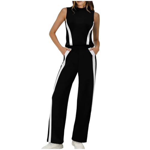 Haut à col montant et pantalon de jogging droite femme tenue d'été anti-transpiration