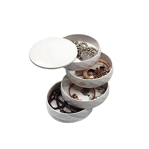 IGZVMBO Caja de almacenamiento de joyas giratoria de 360 grados, 4 capas, organizador de joyas, soporte para collares, pulseras y aretes