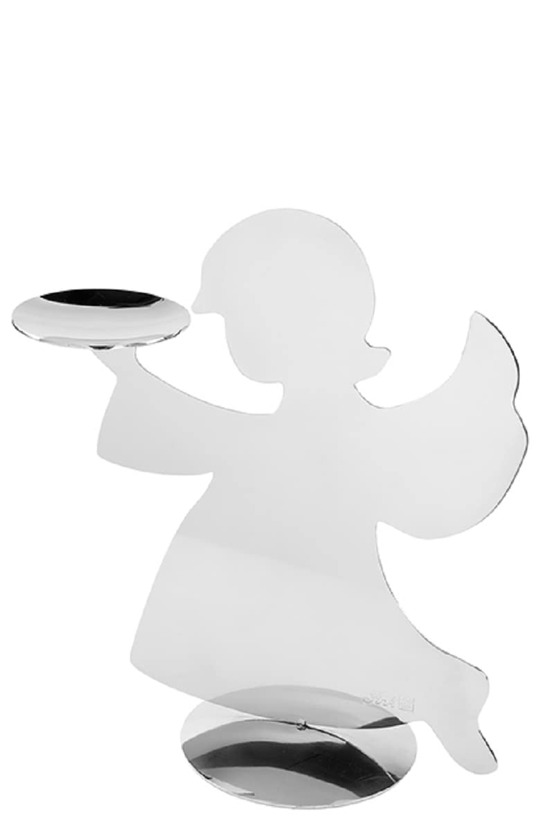 HOLYWORKER 141320 Angel Candle Holder Stainless Steel Silver-Coloured Length 18 cm Width 9 cm Height 20 cm