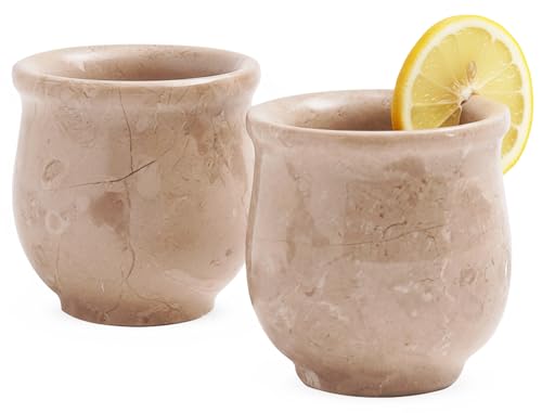 Radicaln Verona - Juego de 2 vasos de chupito de mármol hechos a mano de 2 pulgadas para accesorios de bar, ideal para vodka, whisky y tequila para bar en casa