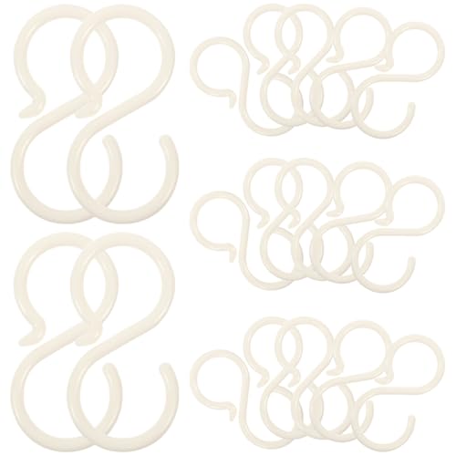 Image of FONDOTIN S-Shaped Hooks for Hairpin Storage 40Pcs Plastic Hangers No Punching Organizer for Headbands Scrunchies Towels Bathroom Closet Desktop Space Saver