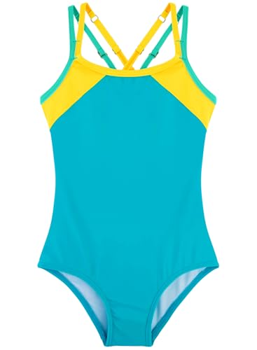 Image of Belovance Girls Swimsuit One Piece Swimwear Adjustable Straps Back Cutout Athletic Sport Kids Tween Bathing Suit 5-14 Years