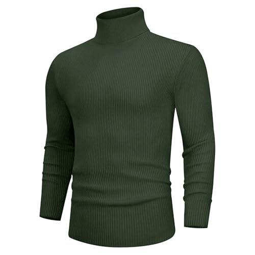 Men's Long Sleeve Turtleneck Sweater Casual Solid Color Elastic Slim Fit Warm Street Top4