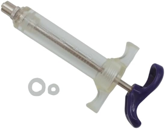 Reusable Veterinary Syringe Without Dose Nut – 10cc, 20cc, 30cc, 50cc | Durable Plastic Barrel | Luer-Lock & Luer-Slip Compatible | For Livestock, Equine, and Veterinary Use (10cc)