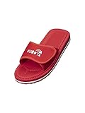 Kubota Badeschuhe Damen, Pantoletten Klettverschluss für Strand, Badesandalen Schuhe fur Dusch und Sauna, Badelatschen Sommer - Rot 38