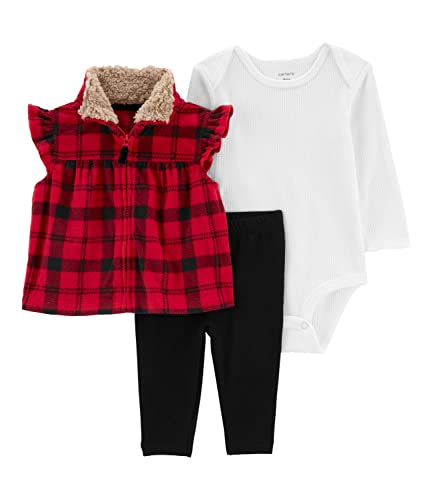 Ensemble veste bébé fille 12 mois rouge à carreaux avec pantalon et haut