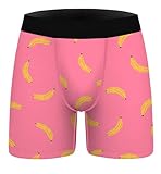 Ainuno Pink Underwear for Men Fun Banana Boxers Mens Cute Boxer Briefs Unique Men's Gifts Bananas Print Hot Pink Underwear Boxer Brief Fruit Design No Fly No Pouch,M